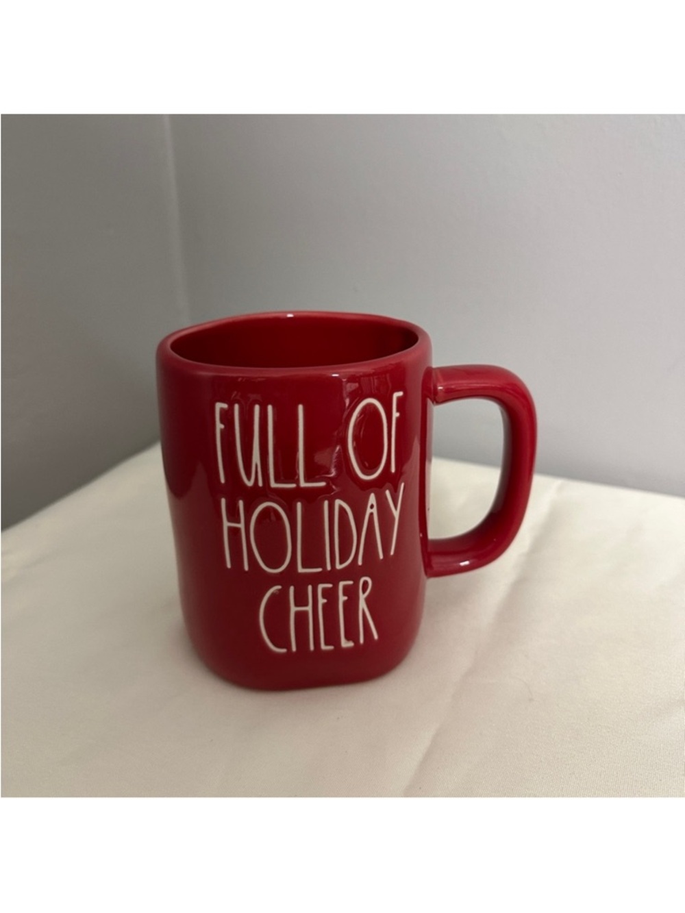 Rae Dunn Red "Full of Holiday Cheer" Ceramic Mug - Holiday Home
